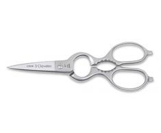 3 Claveles Satin Ciseaux de cuisine professionnels en acier inoxydable ligne Cook fil microdenté multi-usages pour aliments avec décapsuleur et casse-noix de 20 cm-8