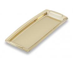 GUILLIN - FESTIPACK PLC3616OR CARTON DE 50 Plat de Service Festif Rectangulaire avec PoignÃ©es, Plastique, Or, 36 x 16,3 x 1,8 cm