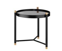 Kela Table dAppoint, Oak, Métal et Verre de Sécurité, à 45 cm, 24267, Noir