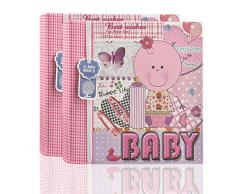 ARPAN Album Photo pour 200 Photos de baptÃªme, Cadeau de fÃªte pour la Famille Motif bÃ©bÃ© Fille Rose 24 x 10 x 24 cm