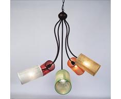 Tosel 20015 Lustre â Midi Tube et tôle Acier, Peinture époxy, Abat-Jour ple, E14, 60 W, Marron