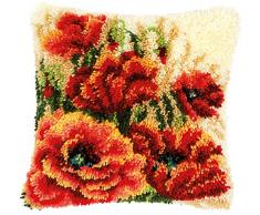 Vervaco PN-0155264 Coussin en coton Motif coquelicots I Multicolore Env. 40 x 40 cm.