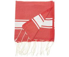 1001 Foutas Fouta Plate Rouge + kit argan Jasmin+Ã©ponge loofah, 100% Coton