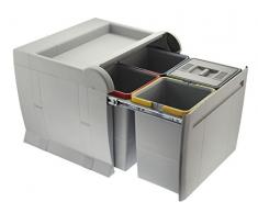 ELLETIPI City PTA 5045Â Ã Poubelle de tri sÃ©lectif extractible pour Base, Gris, 52Â x 47Â x 44Â cm