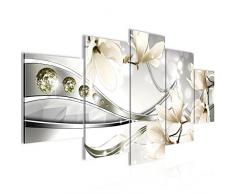 Tableau decoration murale Fleurs Magnolia 200 x 100 cm - XXL Impression sur Toile Salon Appartment 5 Parties - prêt à accrocher - 207251c