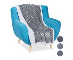 Relaxdays 10029495_470 Couverture Polaire, cÅurs dorés, Couette Douce avec Apparence en Laine dâAgneau, Double, 150x200 cm, Polyester, Gris, 1