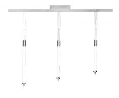 Java-exclusiv 55098 pendule verre serie kombi04, halogÃ¨ne 3 ampoules, nickel mat/chromÃ©