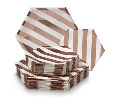 Silver spoons 1882X12 Service DE Vaisselle DE FÃTE JETABLE 432 PCS Design hexagonal, Rose Or