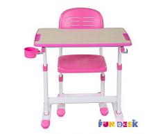 FD FUN DESK Piccolino II Pink Bureau pour Enfant rÃ©glable en Hauteur avec Inclinaison, Bureau avec Chaise, 664 x 474 x 540-760 mm