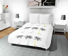 Intemporel Palmier Couette, Polycoton, Blanc, 220 x 240 cm