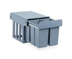 Relaxdays 10027288, gris Poubelle montÃ©e de cuisine, Extracteur, systÃ¨me tri des dÃ©chet, plastique, 4x 8 l, HLP: 35 x 34 x 48 cm
