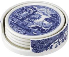 Spode BLI79170-XP Set de 4 dessous de verre italien et support CÃ©ramique Bleu