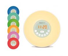 Lexibook Decotech Réveil bien-être simulateur daube couleurs - radio FM - lampe de chevet - lever/coucher de soleil - 6 sons naturels - snooze - veilleuse - RL998