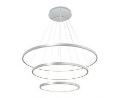 Homemania Suspension Yorunge Plafonnier rond en métal chromé 80 x 80 x 120 cm 1 LED 110 W 11550 lm 4200 K Lumière blanche naturelle