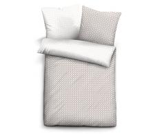 biberna Mix & Match Housse de Couette Motif Graphique, en Satin de Coton mako certifiÃ©e Ãko-Tex Standard 100, Taupe, 155Â x 220Â cm