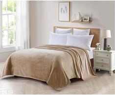 Forentex Couvertures pour lit et canapÃ© en Flanelle 300 g sans Peluches Non pelucheuses Toucher Doux et Chaud Plusieurs Tailles et Couleurs S-3096 Beige 130 x 150 cm