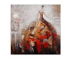 Arte Dal Mondo AS257X1 Dame Tableau Modern Peint Ã la Main sur Toile avec Chassis, Acrylique, Multicolore, 100 x 3,5 x 100 cm