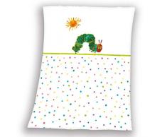 Herding La Chenille qui Fait des Trous Couverture pour Bébés, 75 x 100 cm, Polyester Tout Doux, Blanc