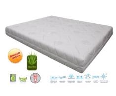 Matelas avec housse en piquage ondulé, revêtement aloe vera, argenté, déhoussable 80 x 190 cm