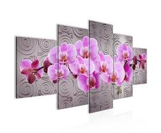 Tableau decoration murale Fleurs dorchidÃ©e 200 x 100 cm - XXL Impression sur Toile Salon Appartment 5 Parties - prÃªt Ã accrocher - 204051b