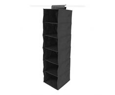 Anika Organiseur de Rangement à Suspendre pour Armoire 10 Poches avec Boucle de Fixation sur Le Dessus, Tissu, Noir, 6 Shelf
