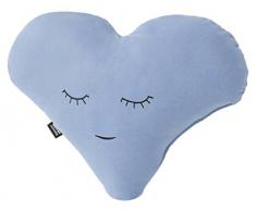 Paparajote Factory Love Coussin en Coton en Forme de Coeur 25 x 12 x 37 cm Bleu Ciel