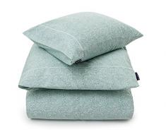 Lexington ImprimÃ© en Satin de Coton Housse de Couette, Blanc/Vert, Queen