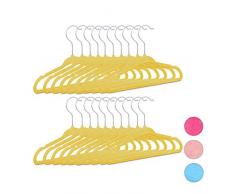 Relaxdays 10021822_48 Cintres 20 antidÃ©rapant vÃªtements bÃ©bÃ© Enfant Velours, Crochet 360Â°, HxlxP: 18 x 28 x 0,5 cm, Jaune, 5 cm