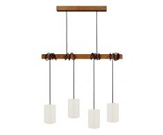 Tosel 21066 Lustre 4 LumiÃ¨res Bois, E14, 40 W, Marron, 80 x 180 cm