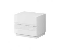 ESF AB-14 table de chevet MDF (Panneau de Fibres de Bois à densité Moyenne), recouverts dun Papier décor imprégné de résine mélamine, Finition Blanc Mat, Taille unique