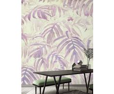 Wall81 Rouleaux Papier Peint Moderne Tropical Mur Complet M - 399x300cm Aubergine