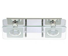 Briloner Leuchten 3513-028, plafonnier, Spots, Lampe Salon, Applique LED, Verre matifiÃ©, MÃ©tal, GU10, 3 W, Chrome