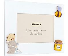 Fabula Cadre de Table laqué avec Applications en Bois Naturel Ours Couvert pour Photo 13 x 18 cm Horizontal, Multicolore, 13 x 18 cm