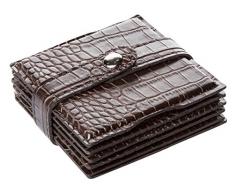 SIGNATURE HOME COLLECTION AP - 183âa02 Lot de 6 Dessous de Verre 10 x 10 x 3 cm, Lavable Aspect Cuir Peau de Croco Marron foncÃ©