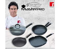 MasterPro Edition Home Black Set 5 SardenES-Pancake Ã24x2, Ã24x6,5, Ã26x5, Wok Ã28C/T, et grill 28x28, noir, induction, aluminium forgÃ©