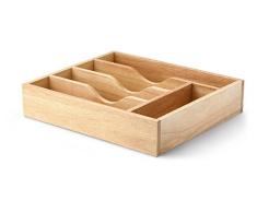 Continenta Range-Couverts en Bois dhévéa avec 5 Compartiments à Couverts 35 x 30 x 7 cm.