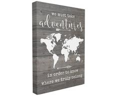 Le Stupell Home Decor Collection Prendre Aventures Carte Murale tendue, Toile, Multicolore, 76.2Â x 193.55Â x 101.6Â cm