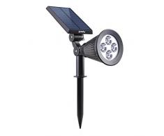 Spot solaire projecteur 2 en 1 à piquer ou à fixer dimmable LED blanc SPIKY W34 H42cm