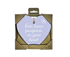 Magnet & Steel Aimant Chat en Acier et Laisser Pattes CÅur en Bois, Bois, Multicolore, 13Â x 0.7Â x 13Â cm