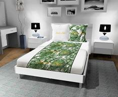 Soleil docre Nouméa lit, Parure de Drap, Coton, Vert, 260 x 300 cm