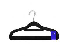 JVL Simple Gamme en Velours Touch économie despace antidérapant cintres Lot de 20, recyclé, Plastique ABS, Nylon, Zinc, Noir, 41.5 x 0.5 x 22.5 cm