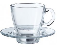 Dajar Pasabahce Aqua Service de Tasses Ã Cappuccino avec Assiettes, Verre, Transparent, 6 piÃ¨ces