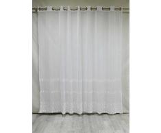 HomeMaison Voilage Grande Largeur à Dentelle, Polyester, Blanc, 240x300 cm