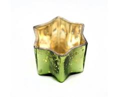 Insideretail Star Bougeoirs avec Effet Vieilli, Aluminium, Verre, Vert, 7Â x 4,5Â cm, Lot de 6