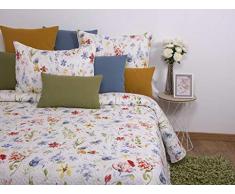 MI CASA 250 x 270 Boutis Fleurs (150) + 2 FC 50 x 70 cm, Coton, 50% Polyester, imprimÃ©