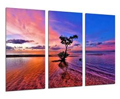 Tableau Moderne Photographique, Impression sur bois, Paysage Nature Lac Coucher de soleil, 97 x 62 cm, ref. 26354