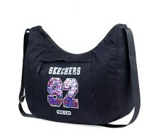 Skechers Petit sac à bandoulière en nylon au toucher en tissu cadeau original unisexe Motif papillon, fonctionnel, pratique et résistant S900, noir, taille unique