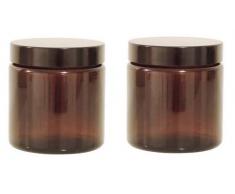 Viva Haushaltswaren Lot de 2 bocaux en Verre avec étiquette en Verre Marron 120 ML 6,1 x 6,1 x 6,3 cm