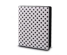 Rayher Hobby Agenda A5, créatif Agenda avec Rail de Bague 3 Anneaux et registre, année Calendrier, Similicuir, WeiÃ/Schwarze Punkte, 24 x 20 x 4,2 cm