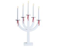 Star 218-71 Ellie Chandelier 5 Lumières Bois Blanc/NÅuds Rouges 66 x 37 cm